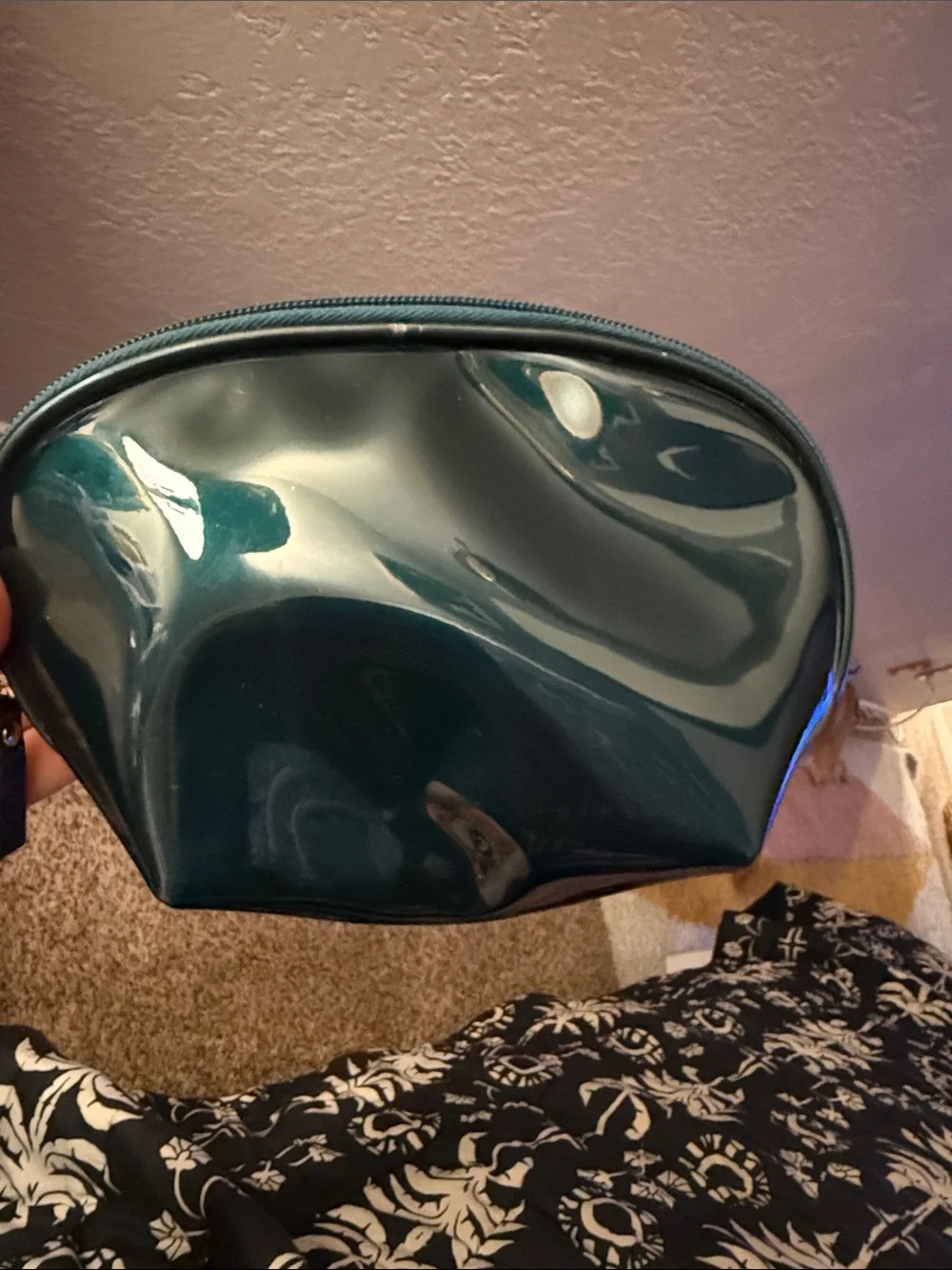 La Mer Glossy Teal Cosmetic Pouch